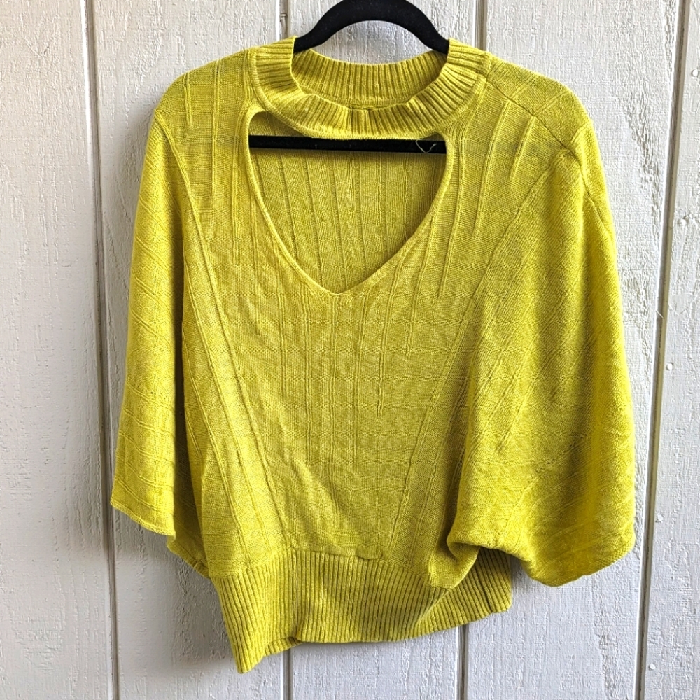 COPY - COPY - Knitted & Knotted Sweater linen blend bat wig sleeve medium